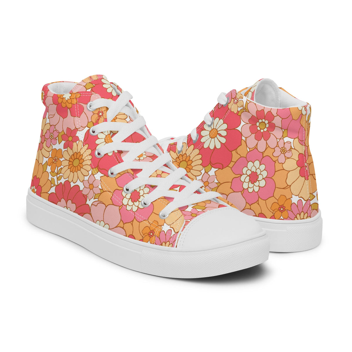 PINKCOLADA HIGH TOP CANVAS SHOES - RETRO BLOOMS - PINKCOLADA