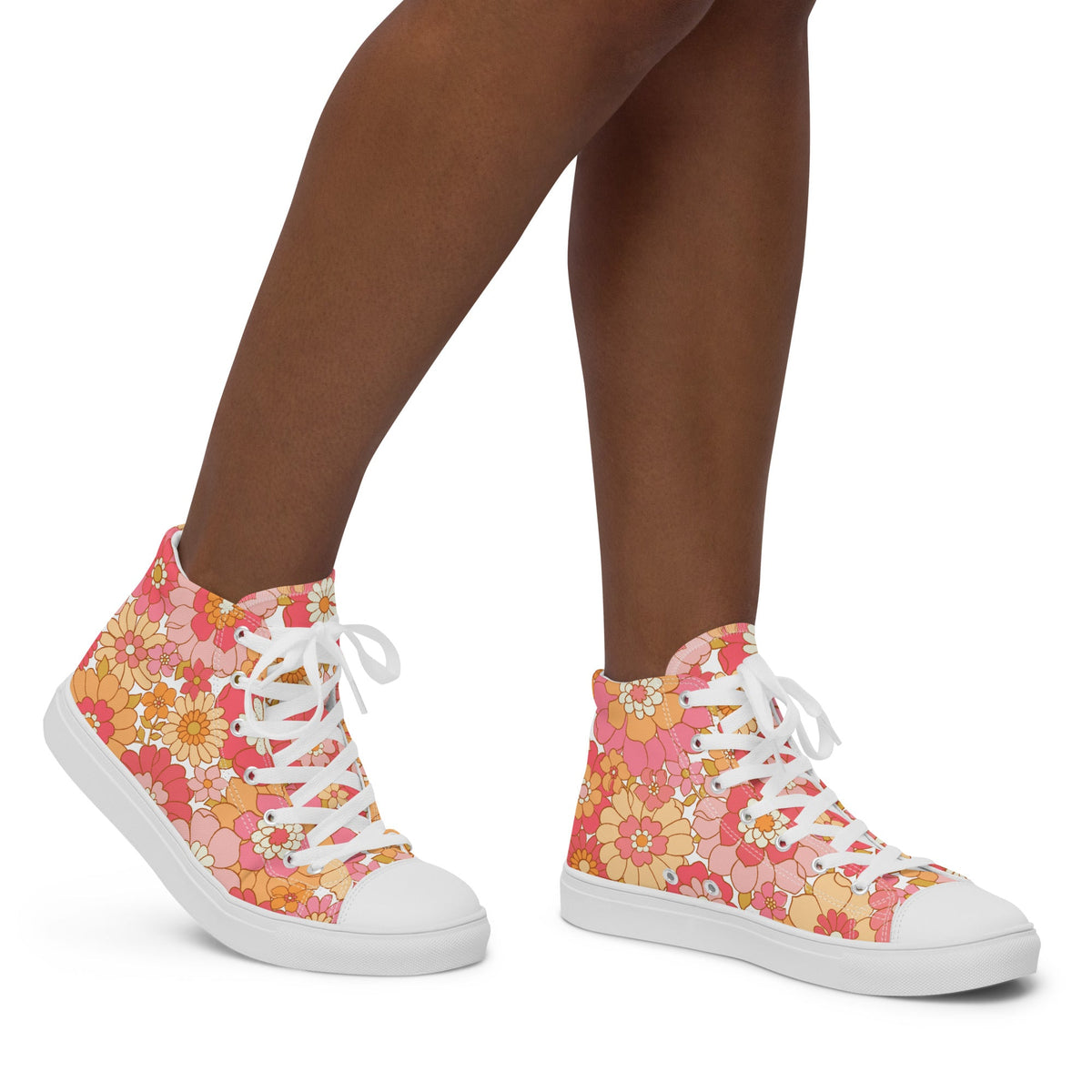 PINKCOLADA HIGH TOP CANVAS SHOES - RETRO BLOOMS - PINKCOLADA