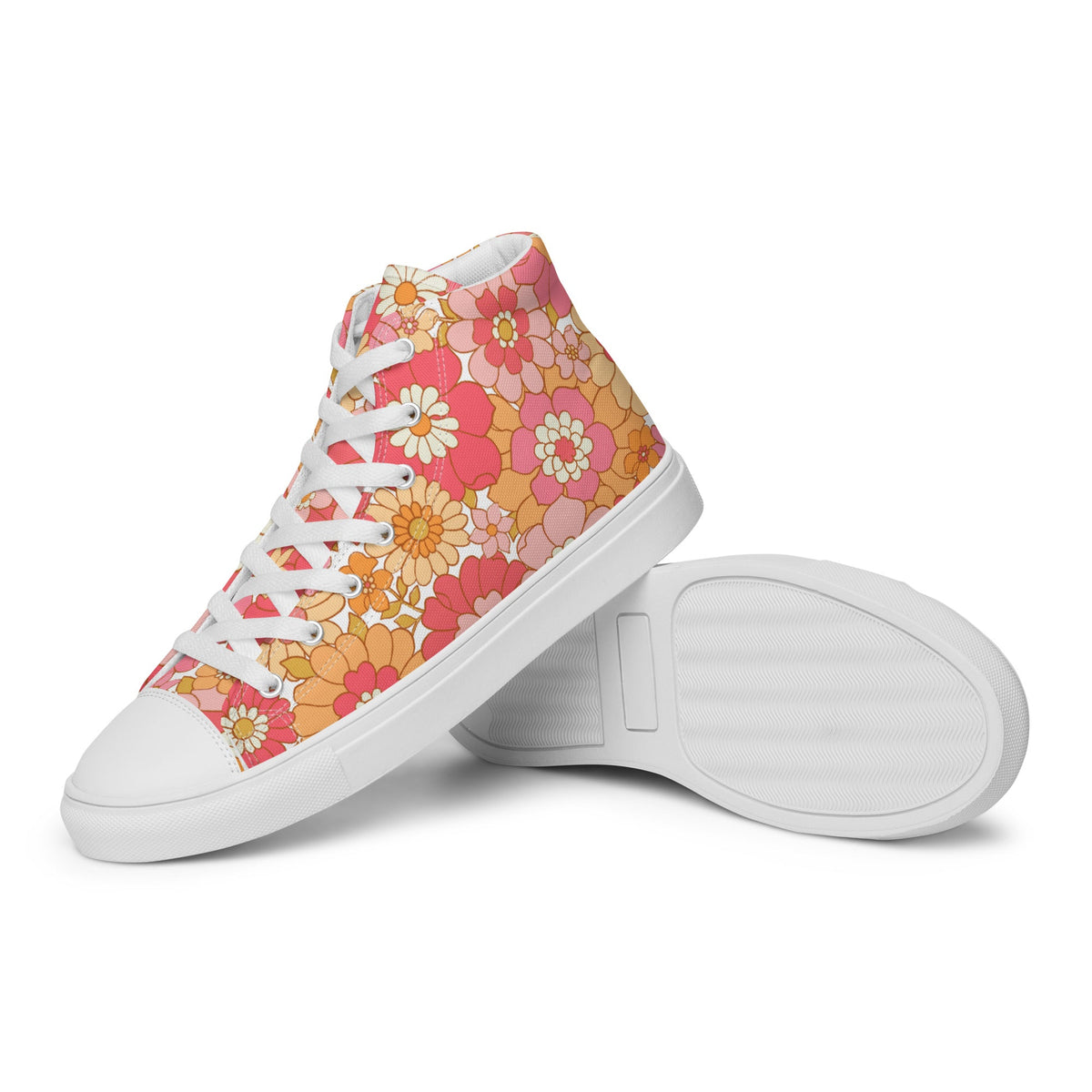 PINKCOLADA HIGH TOP CANVAS SHOES - RETRO BLOOMS - PINKCOLADA