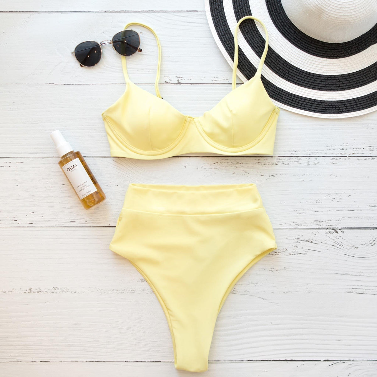 SEYCHELLES HIGH WAISTED BIKINI BOTTOMS IN BANANA YELLOW - PINKCOLADA