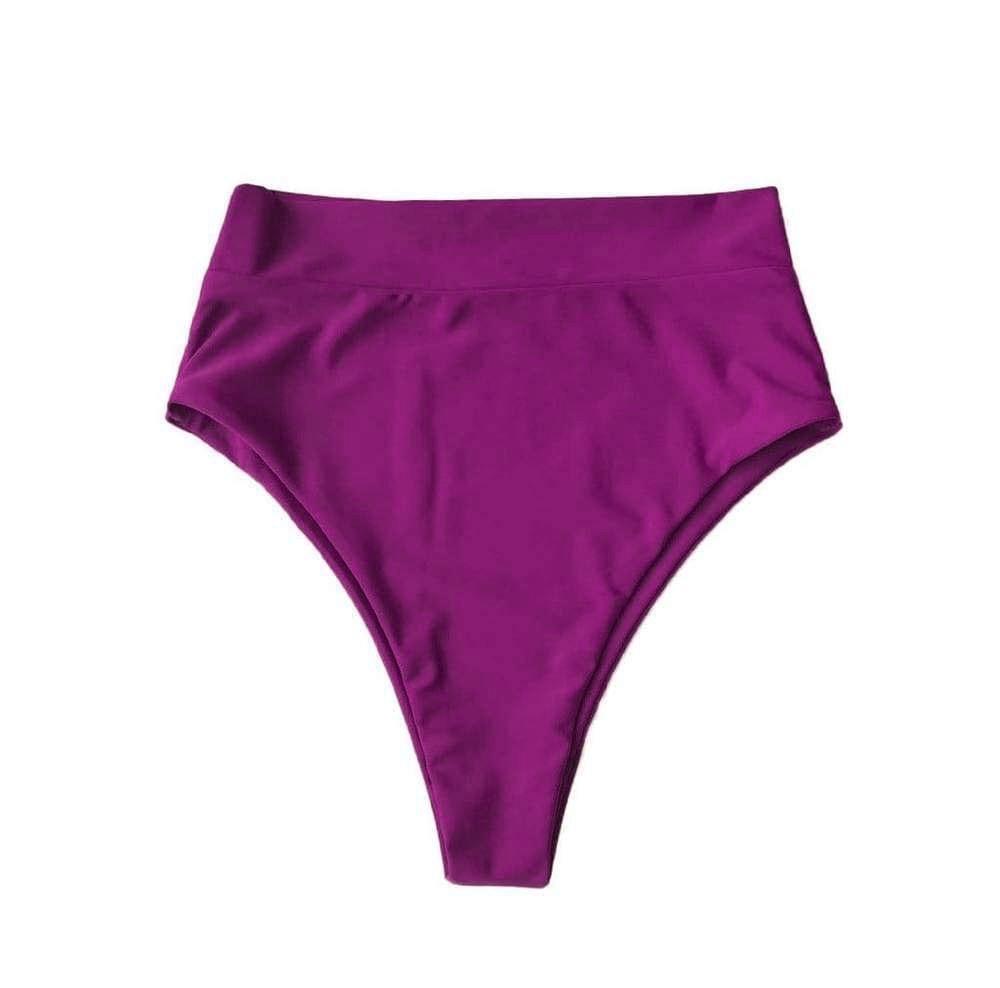 SEYCHELLES HIGH WAISTED BIKINI BOTTOMS IN ORCHID PURPLE - PINKCOLADA