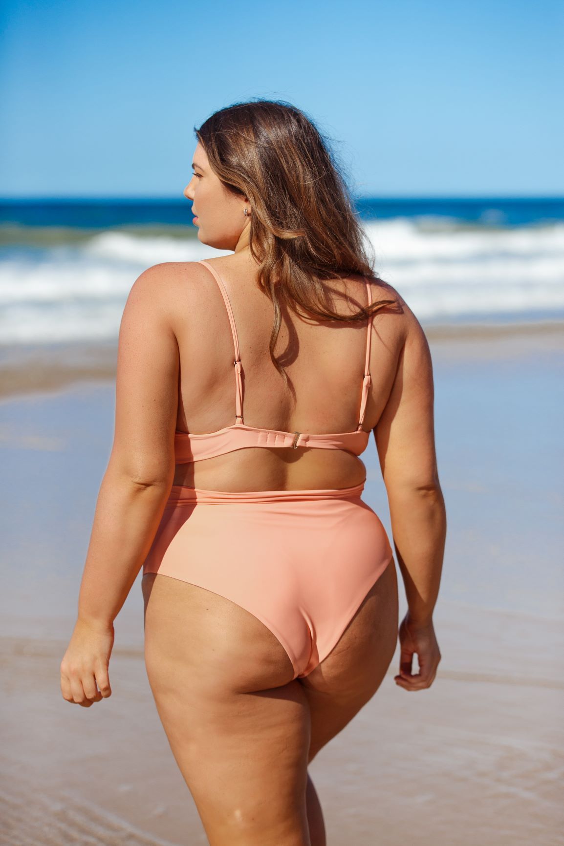 SEYCHELLES HIGH WAISTED BIKINI BOTTOMS IN PEACH PINK - PINKCOLADA