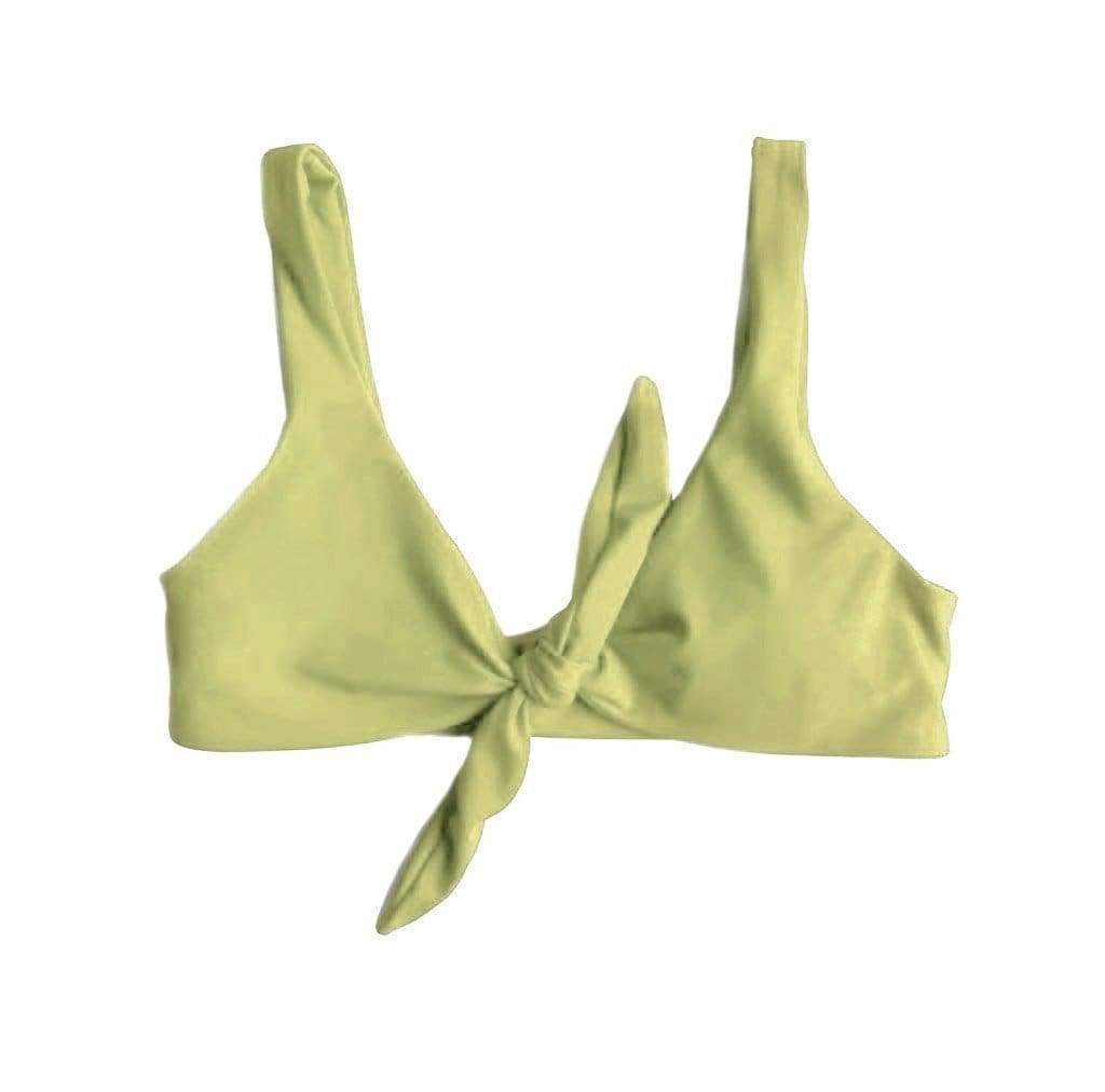 TIE UP BIKINI TOP IN AVOCADO GREEN - PINKCOLADA