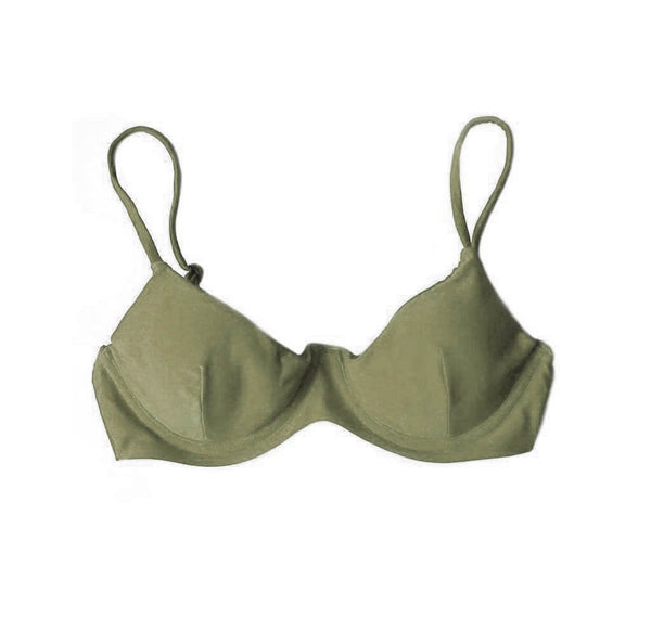 TROPEZ BIKINI TOP IN KHAKI WILLOW - PINKCOLADA