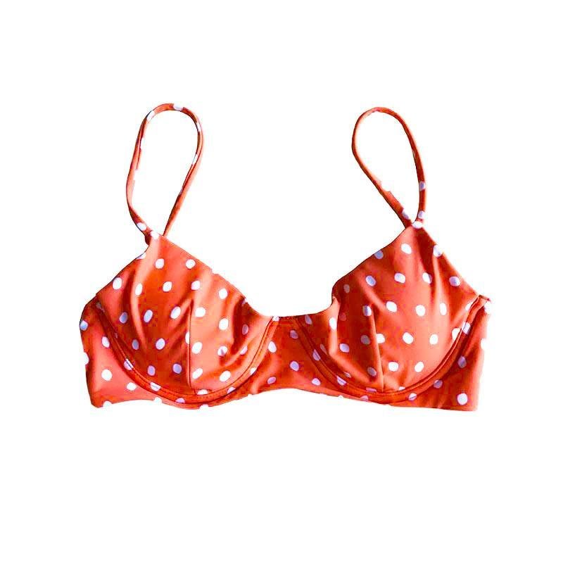 TROPEZ BIKINI TOP IN TANGERINE POLKA - PINKCOLADA